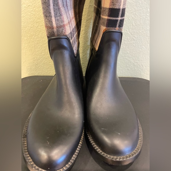RL US Polo Association 2 Lillian Tall Rain Boots Plaid Upper Leg Print 8M - Picture 10 of 16